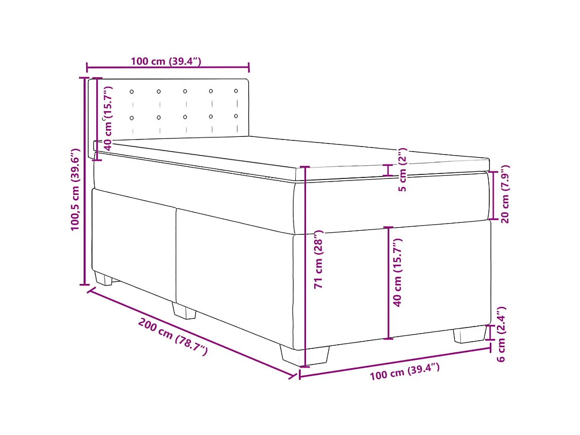 Boxspringbett mit Matratze Dunkelbraun 100x200 cm Stoff