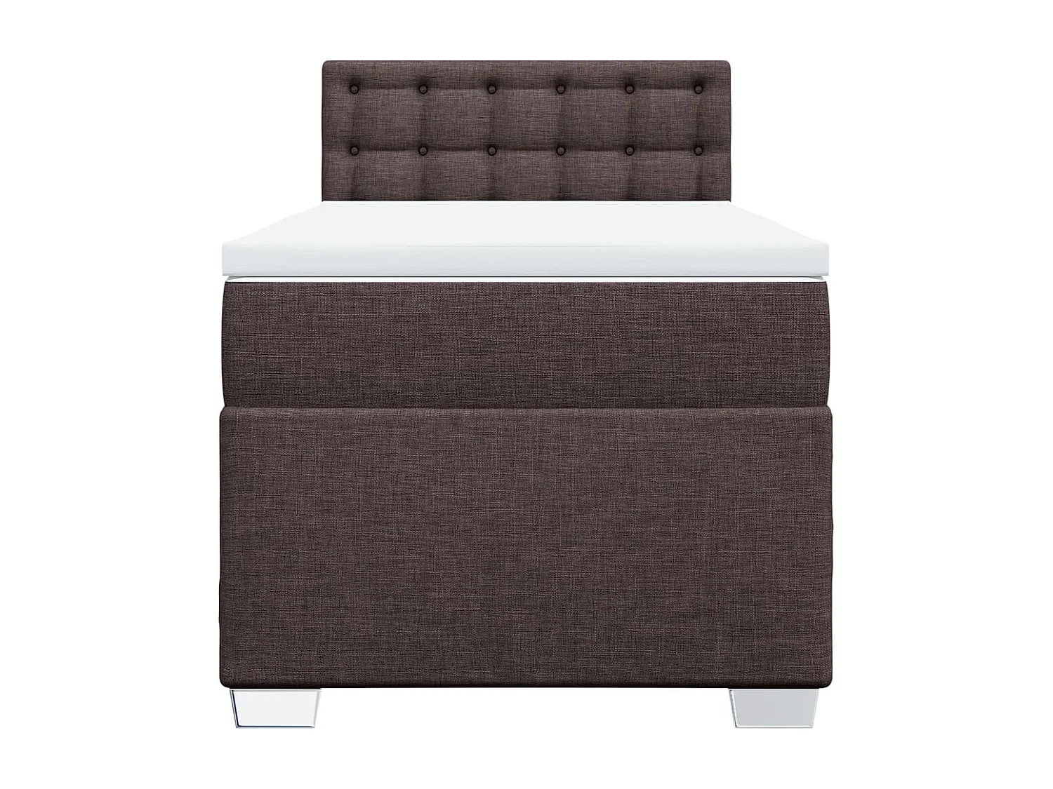 Cama box spring con colchón tela marrón oscuro 100x200 cm