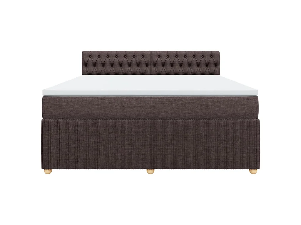 Cama box spring con colchón tela marrón oscuro 180x200 cm
