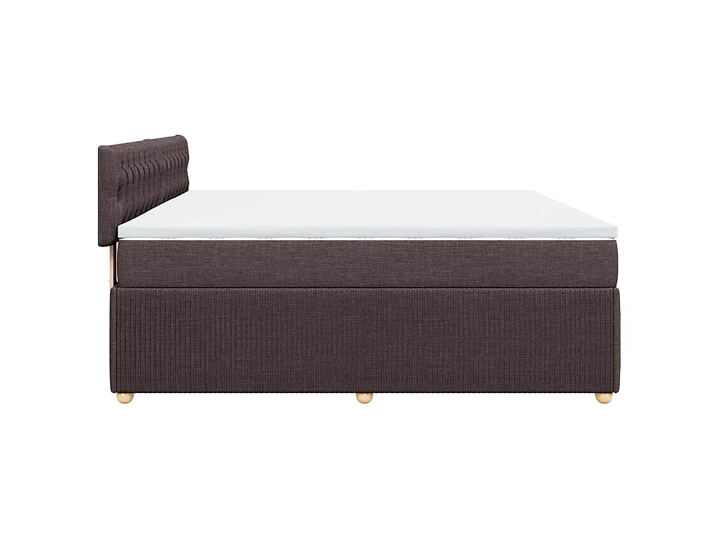 Cama box spring con colchón tela marrón oscuro 180x200 cm