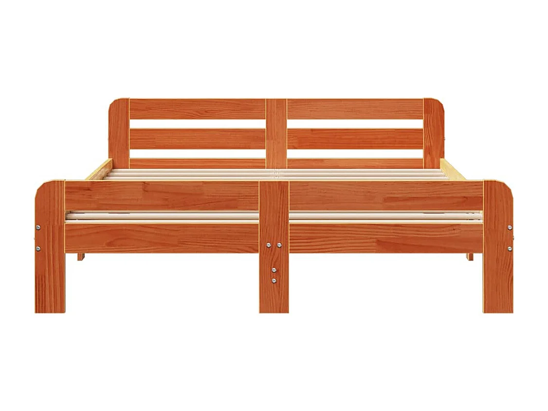 Cama sem colchão 140x190 cm pinho maciço castanho-mel