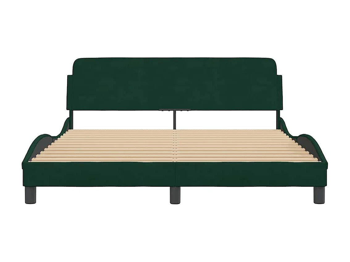 Cadre de lit Dover vert foncé 160x200 cm velours