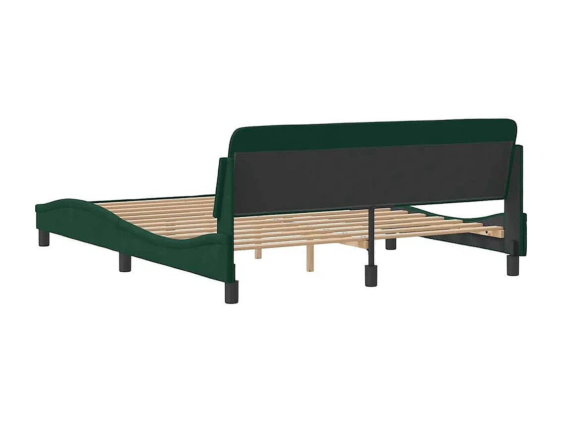Cadre de lit Dover vert foncé 160x200 cm velours