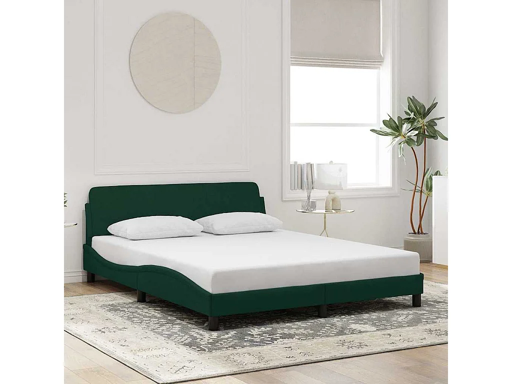 Cadre de lit Dover vert foncé 160x200 cm velours