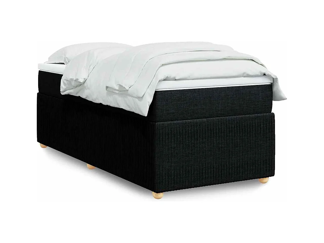 Cama box spring con colchón tela negro 90x190 cm