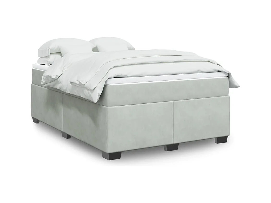 Boxspringbett mit Matratze Hellgrau 160x200 cm Samt