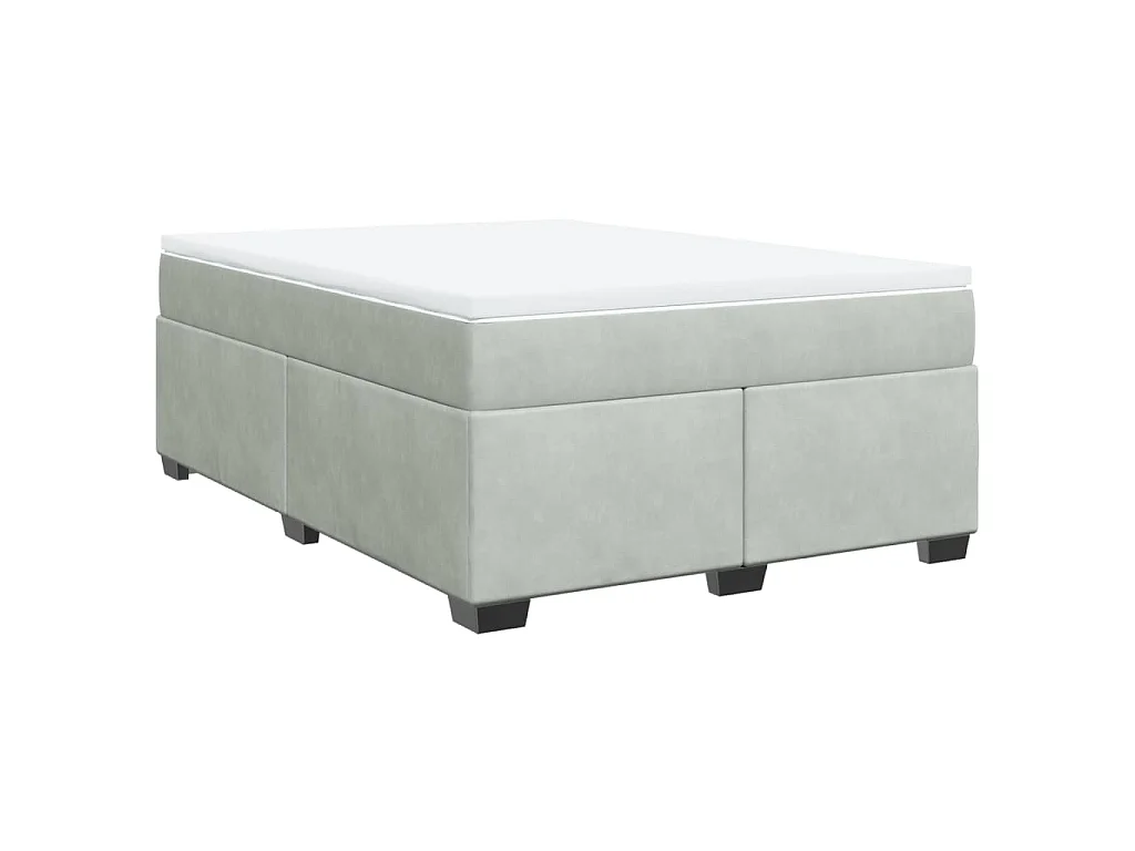 Boxspring met matras fluweel lichtgrijs 160x200 cm
