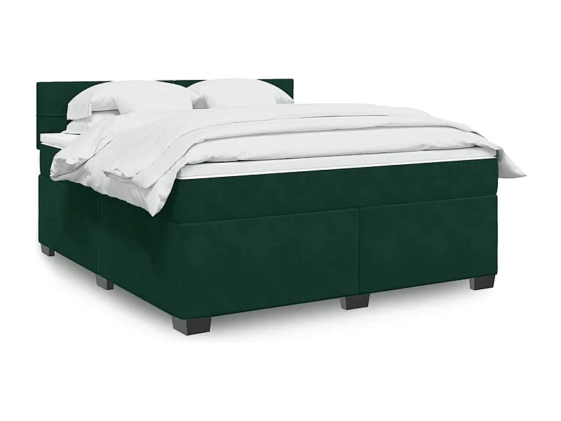 Cama box spring con colchón terciopelo verde oscuro 180x200 cm