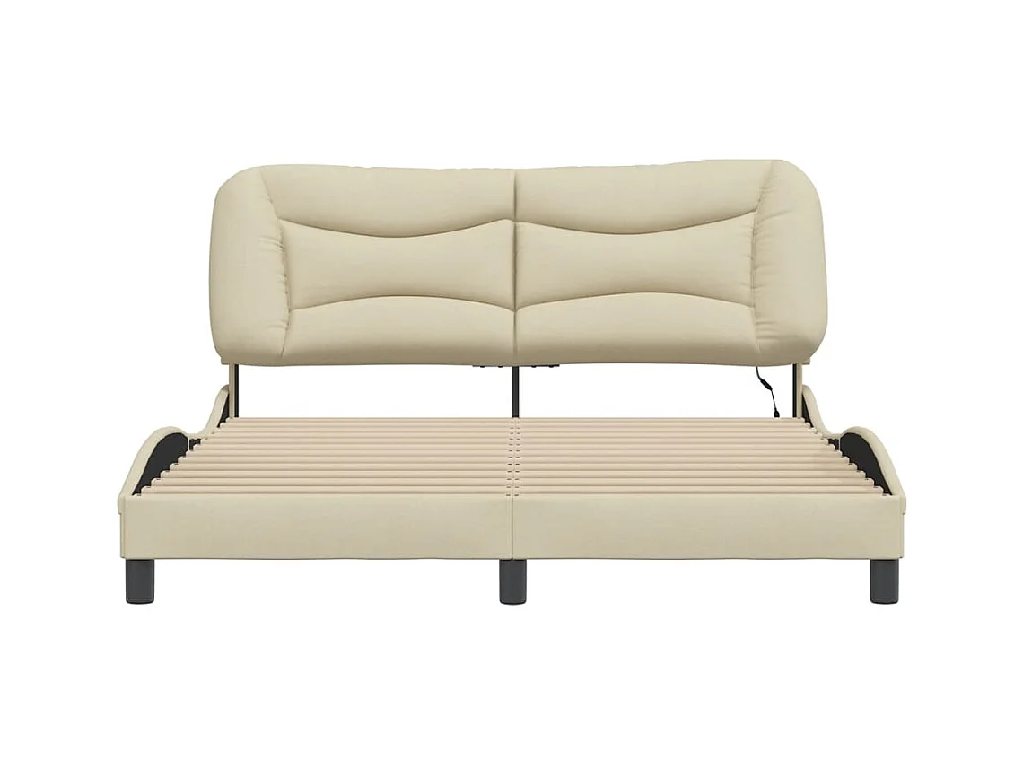Bettgestell mit LED ohne Matratze "Hvar" Creme 160x200 cm Stoff