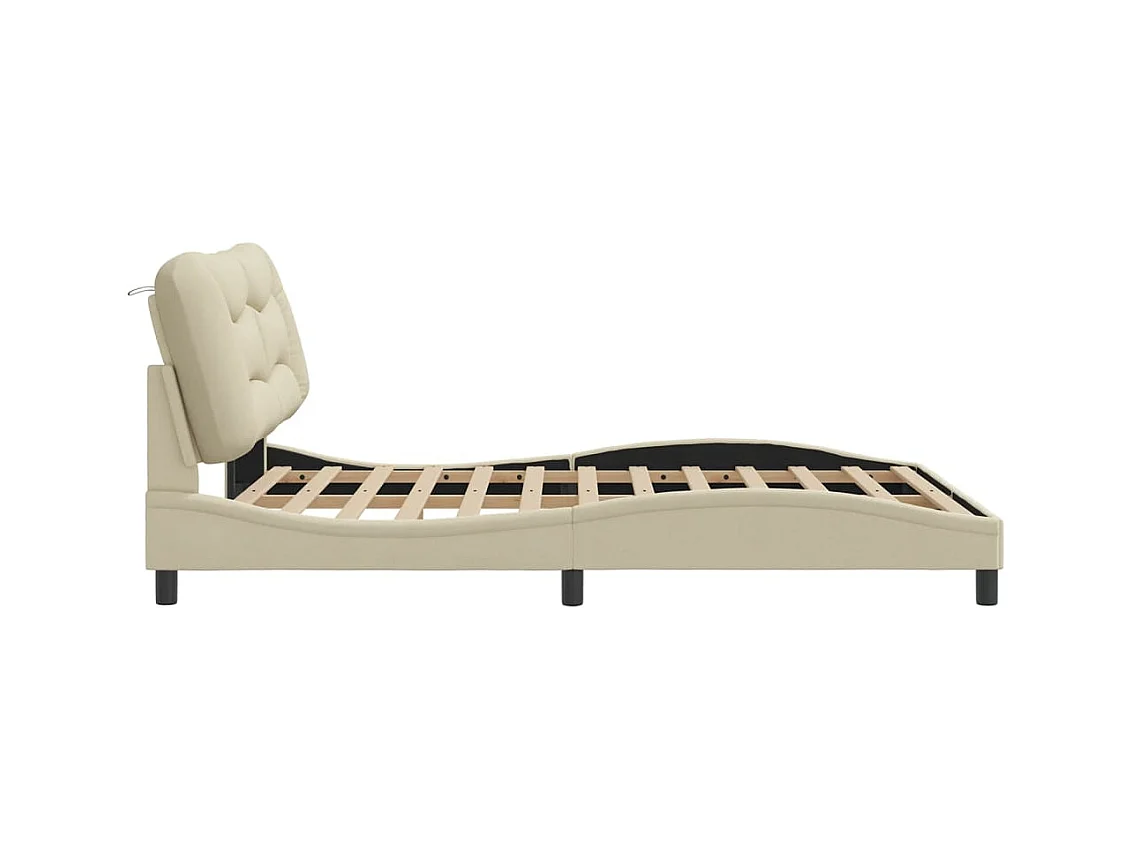 Bettgestell mit LED ohne Matratze "Hvar" Creme 160x200 cm Stoff