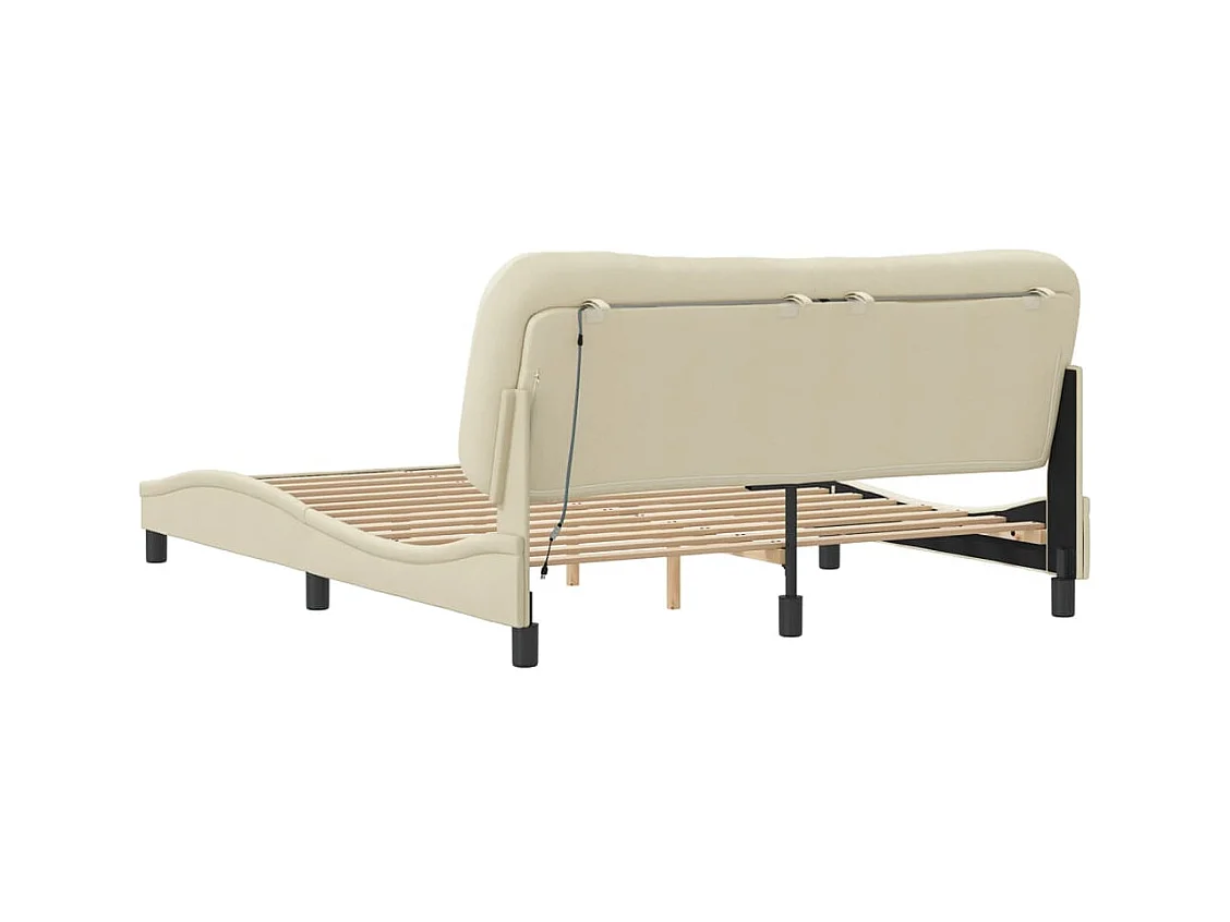 Bettgestell mit LED ohne Matratze "Hvar" Creme 160x200 cm Stoff