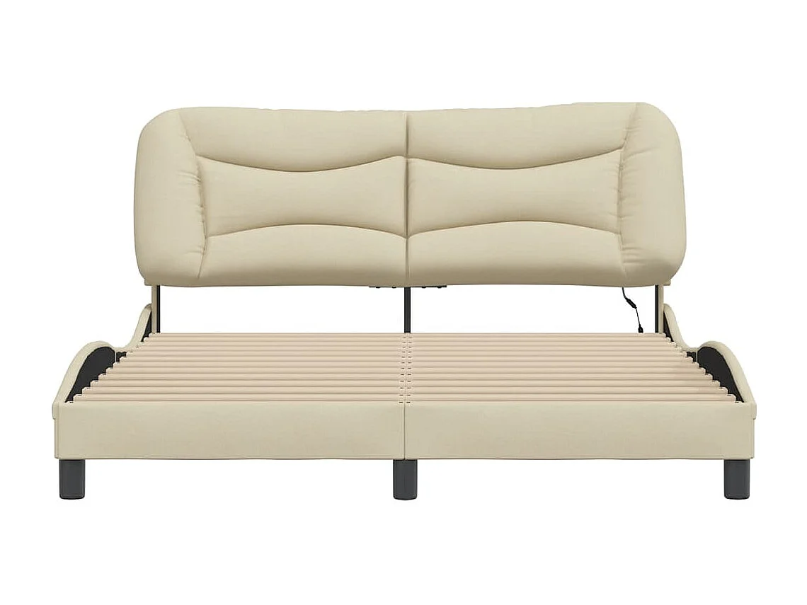 Bettgestell mit LED ohne Matratze "Hvar" Creme 160x200 cm Stoff