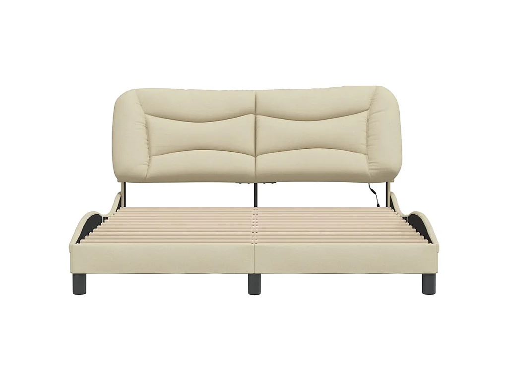 Bedframe met LED zonder matras "Hvar" 160x200 cm stof crème
