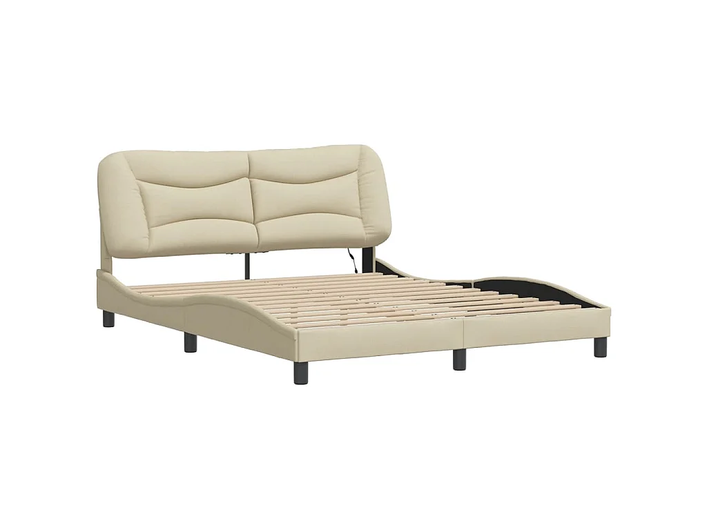 Bedframe met LED zonder matras "Hvar" 160x200 cm stof crème