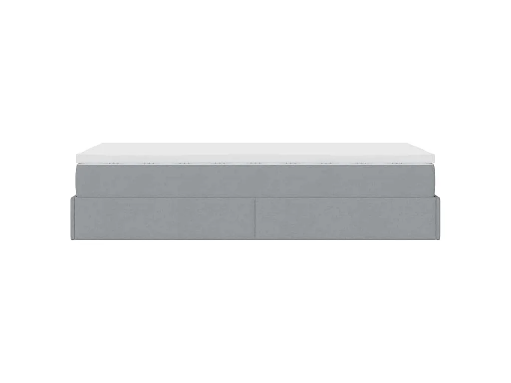 Estrutura cama otomana colchão 90x200 cm tecido cinzento claro