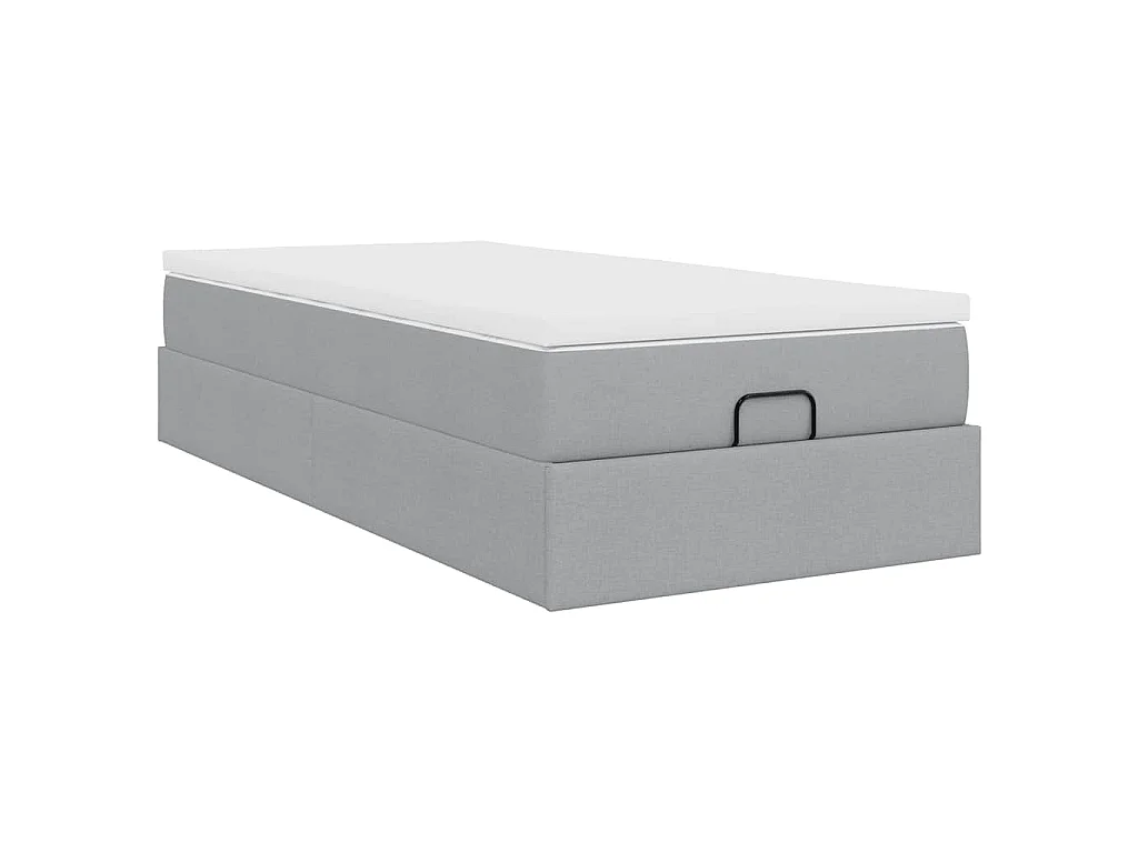 Estrutura cama otomana colchão 90x200 cm tecido cinzento claro
