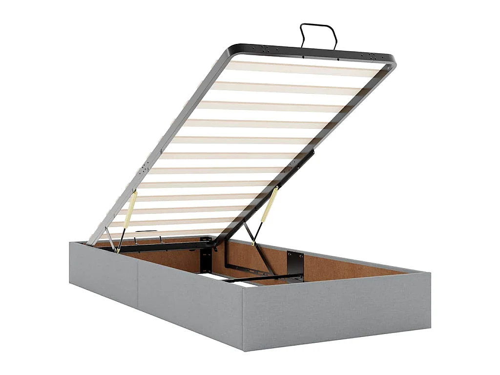 Estrutura cama otomana colchão 90x200 cm tecido cinzento claro