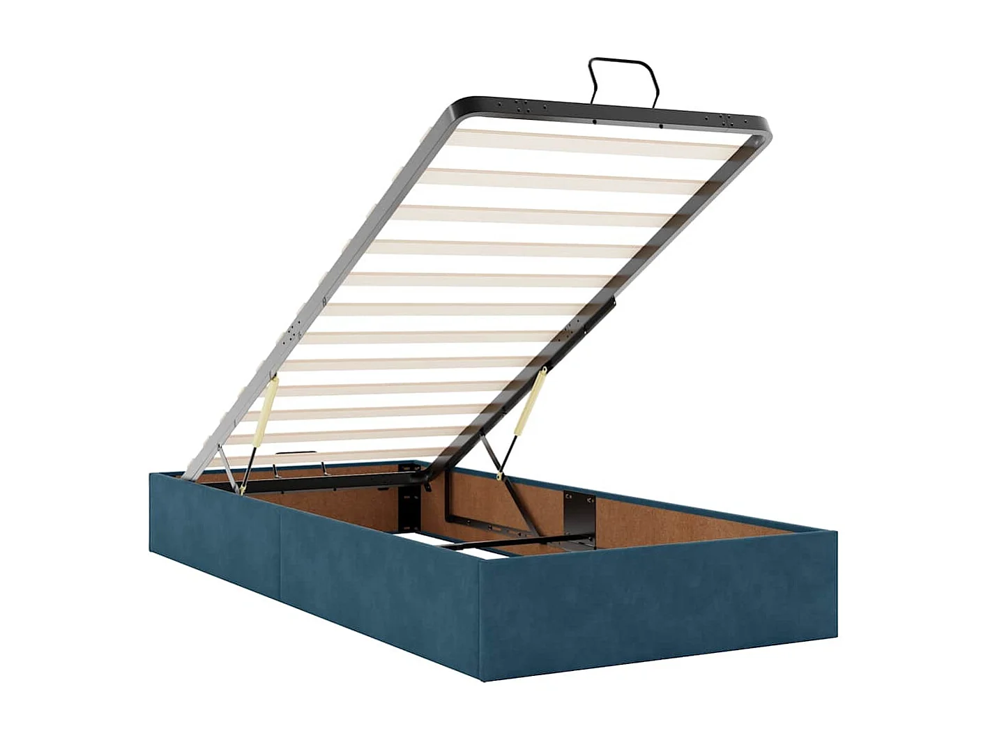 Estructura de cama otomana sin colchón terciopelo azul oscuro