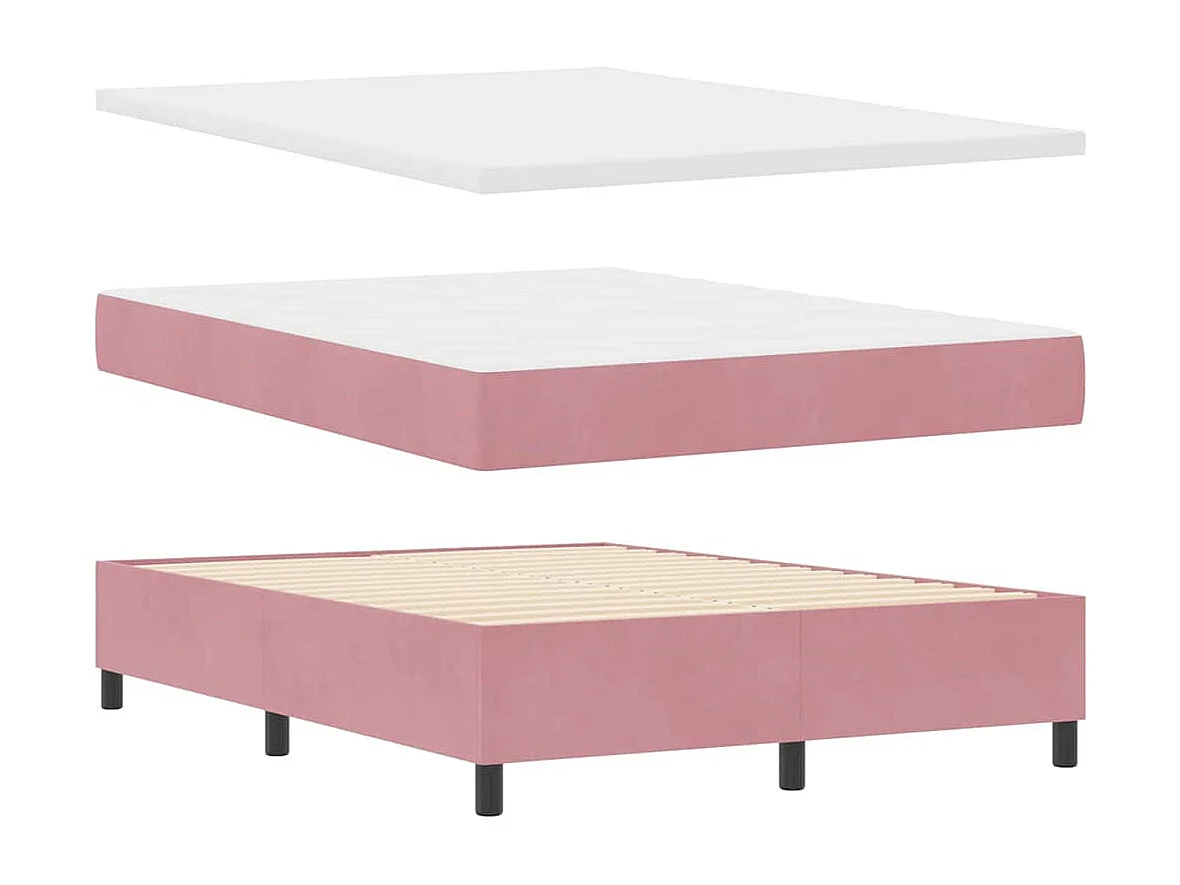 Lit à ressorts avec matelas Rose 140 x 190 cm Velours