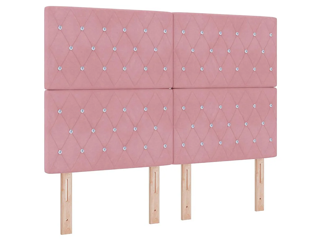 Lit à ressorts avec tête de lit Rose 190 x 140 cm Velours