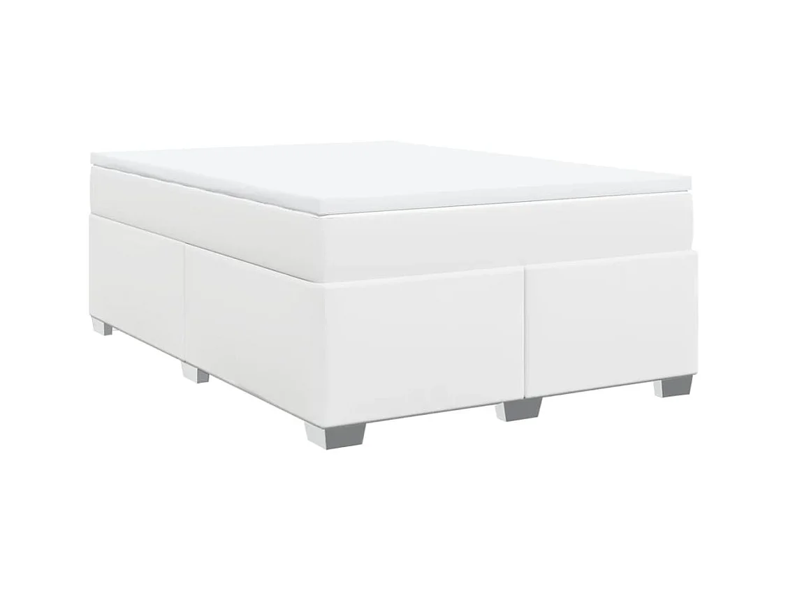 Sommier à lattes de lit avec matelas Blanc 140x190cm Similicuir