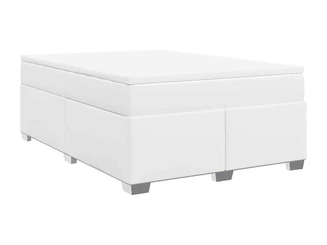 Sommier à lattes de lit avec matelas Blanc 140x190cm Similicuir