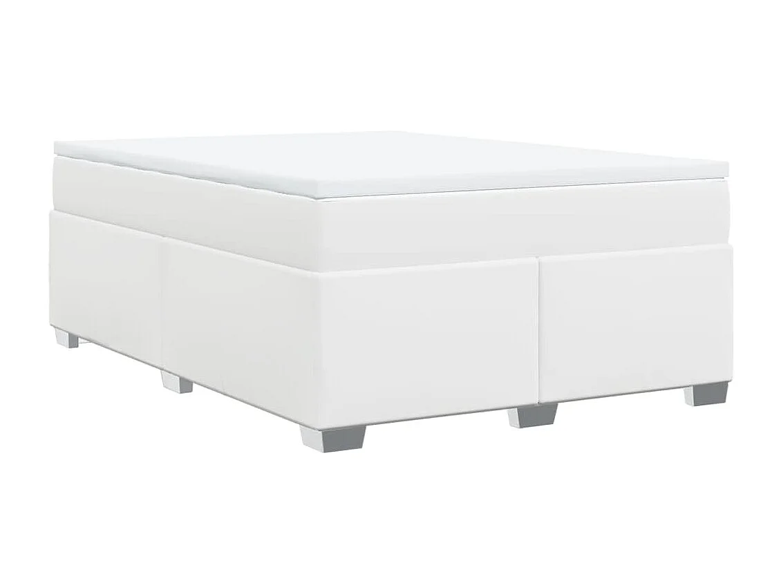 Sommier à lattes de lit avec matelas Blanc 140x190cm Similicuir