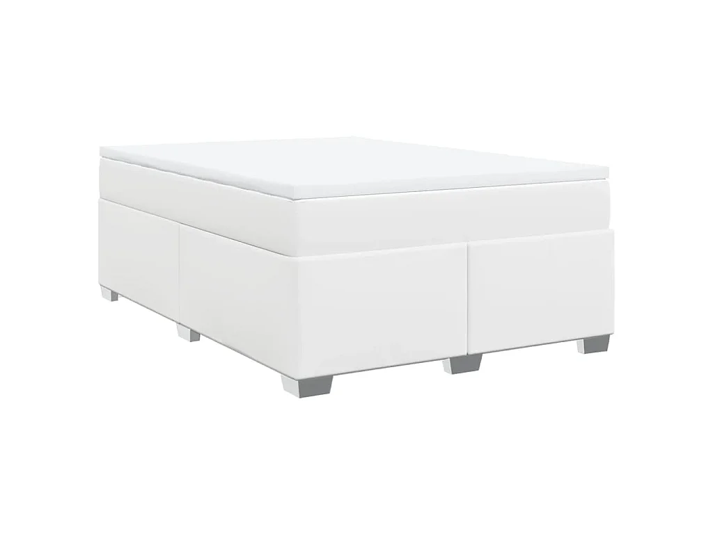 Sommier à lattes de lit avec matelas Blanc 140x190cm Similicuir
