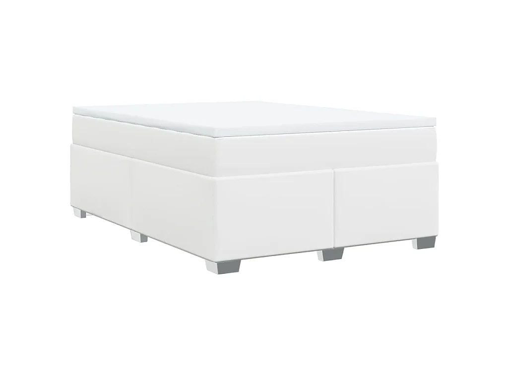 Sommier à lattes de lit avec matelas Blanc 140x190cm Similicuir