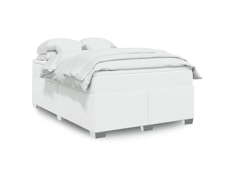 Sommier à lattes de lit avec matelas Blanc 140x190cm Similicuir