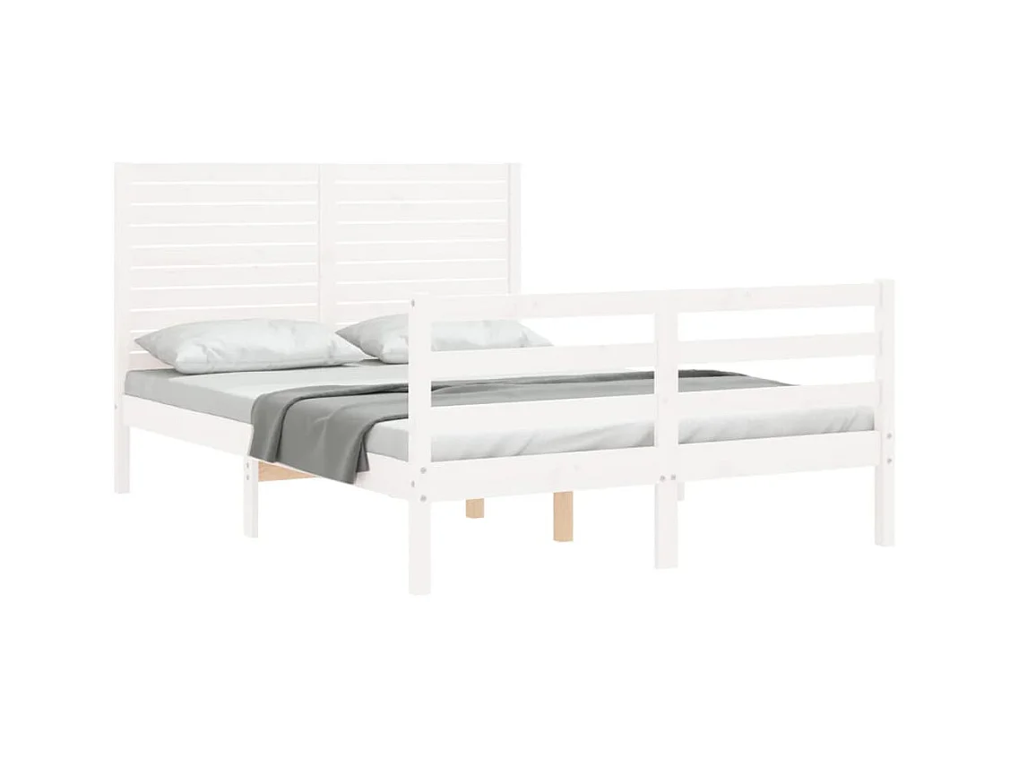 Cadre de lit sans matelas blanc 140x200 cm bois massif