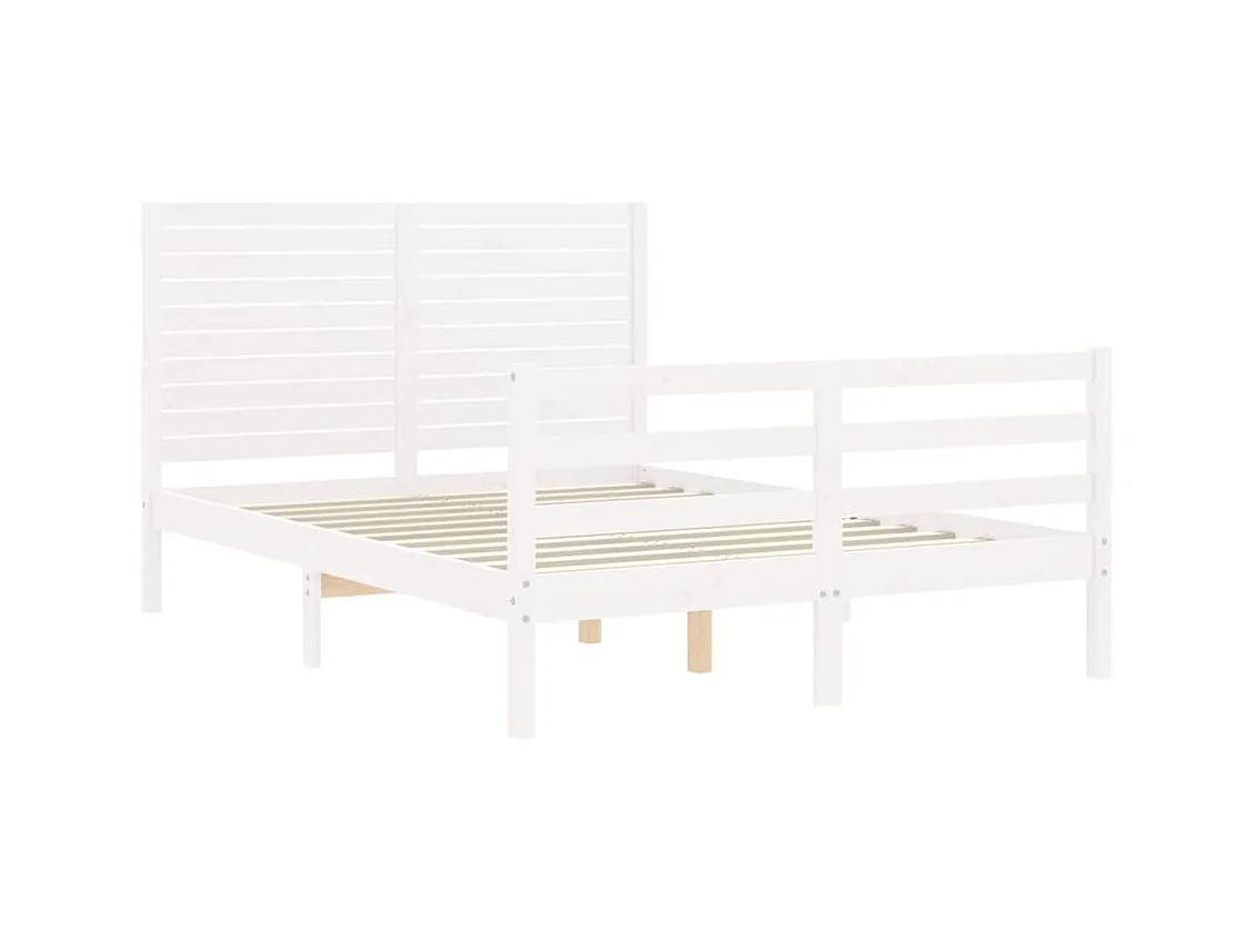 Cadre de lit sans matelas blanc 140x200 cm bois massif