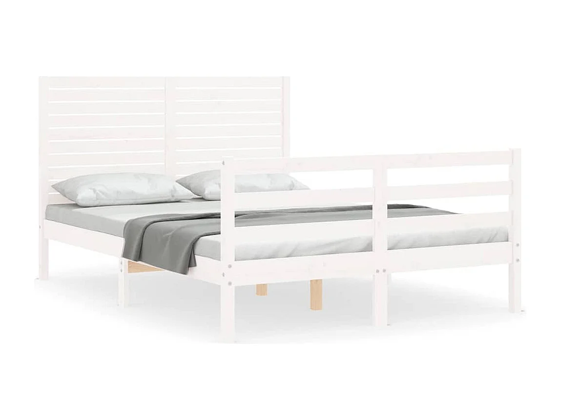 Cadre de lit sans matelas blanc 140x200 cm bois massif