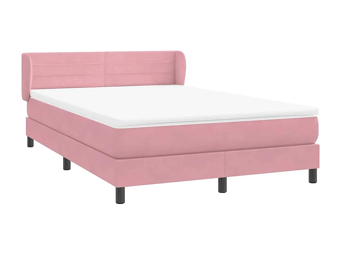 Boxspring met matras fluweel roze 160x220 cm
