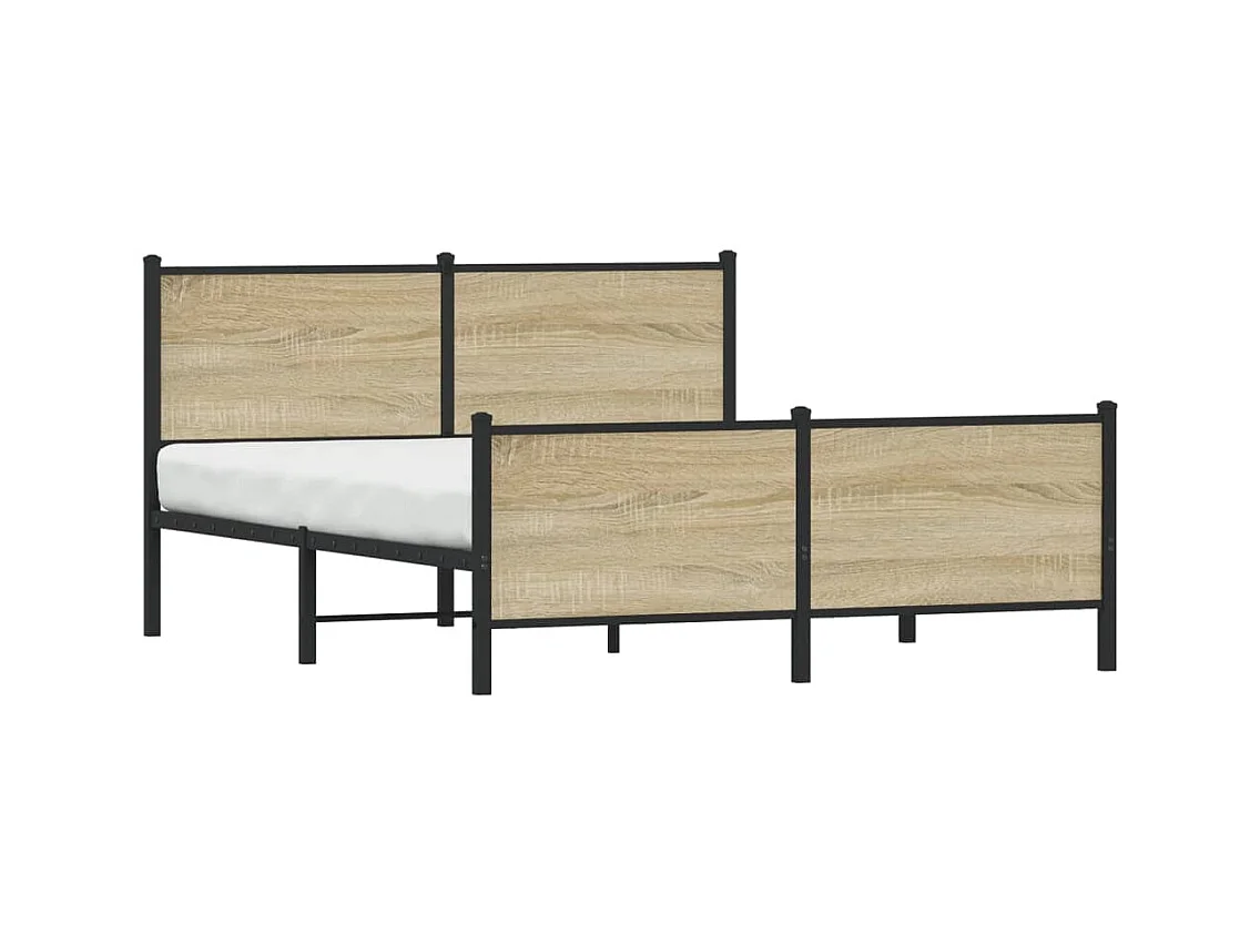 Cadre de lit en métal sans matelas chêne sonoma 140x200 cm