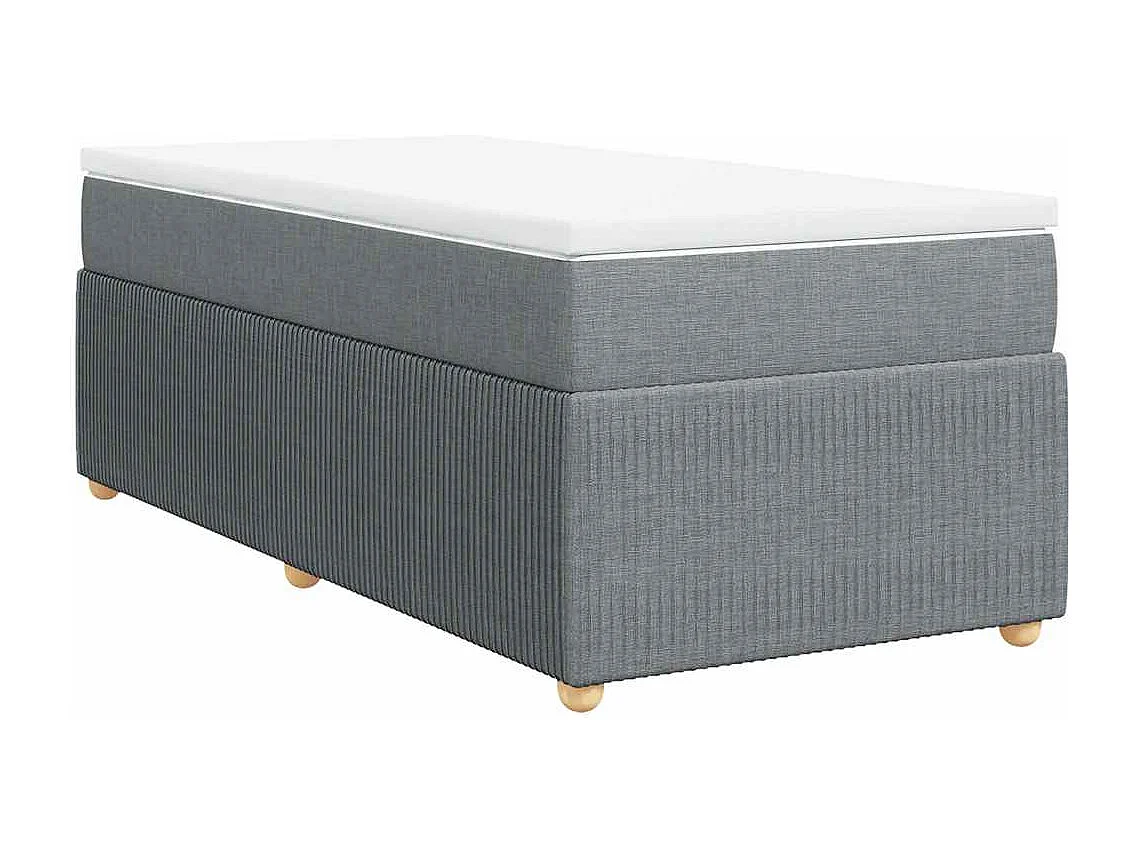 Cama box spring con colchón tela gris claro 90x190 cm