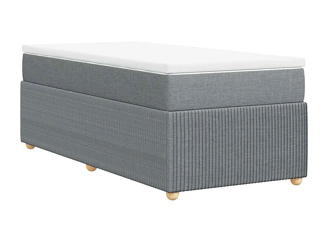 Cama box spring con colchón tela gris claro 90x190 cm