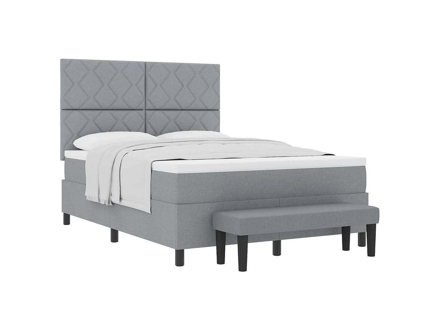 Letto a molle con testiera Grigio chiaro 160 x 200 cm Tessuto