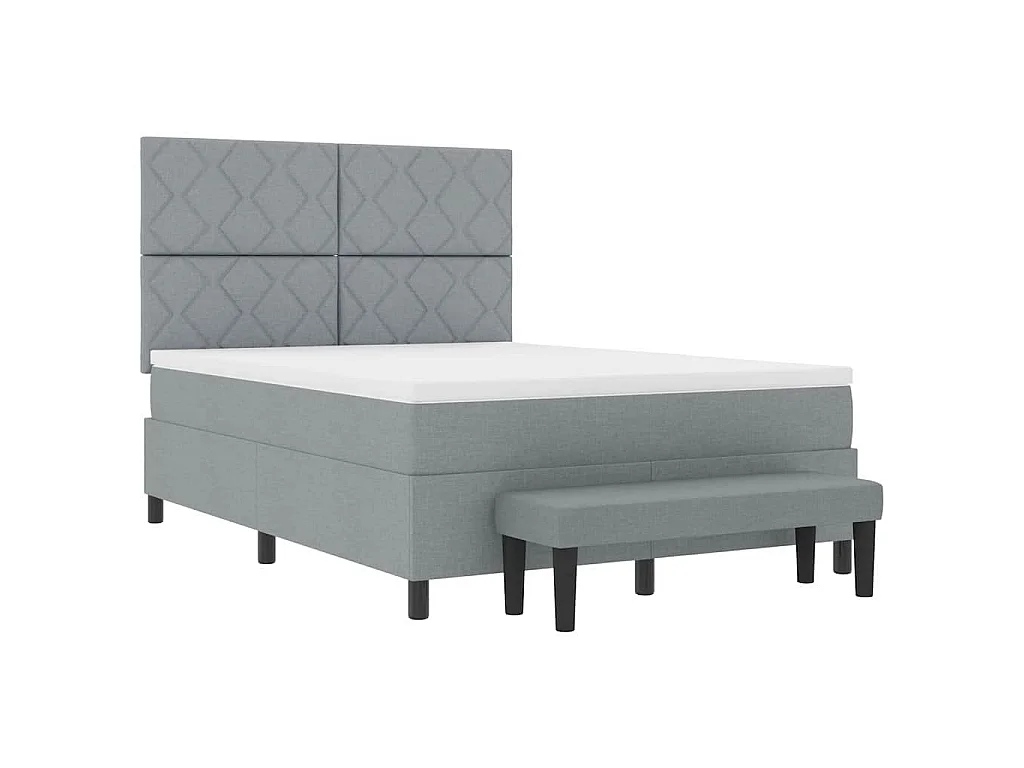 Letto a molle con testiera Grigio chiaro 160 x 200 cm Tessuto