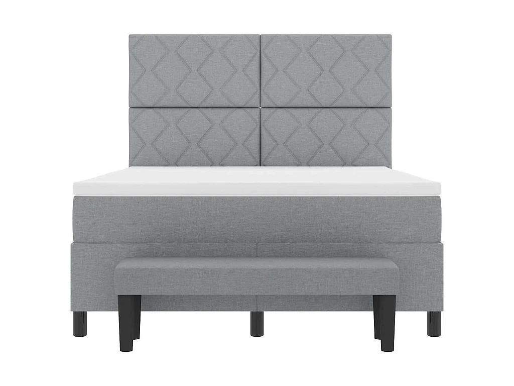 Letto a molle con testiera Grigio chiaro 160 x 200 cm Tessuto