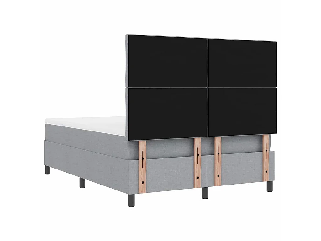 Letto a molle con testiera Grigio chiaro 160 x 200 cm Tessuto