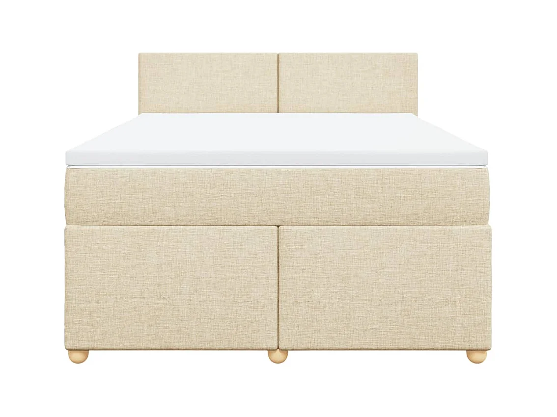 Sommier à lattes de lit avec matelas Crème 160x200 cm Tissu