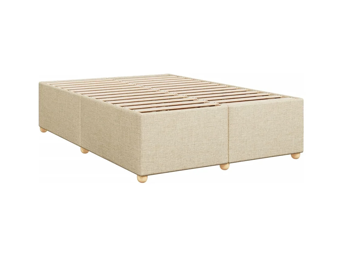 Sommier à lattes de lit avec matelas Crème 160x200 cm Tissu