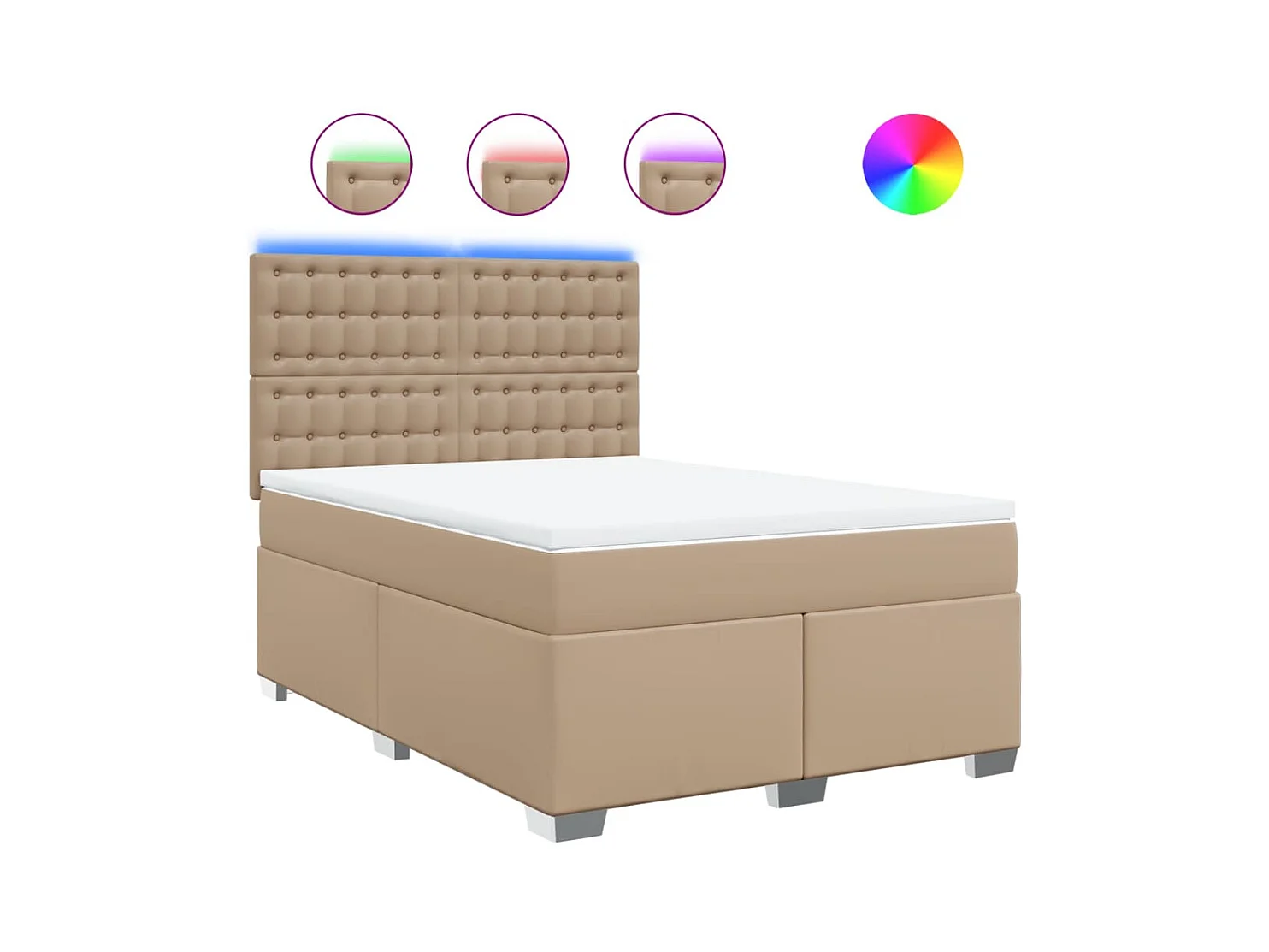 Boxspringbett Matratze Cappuccino-Braun 140x200cm Kunstleder