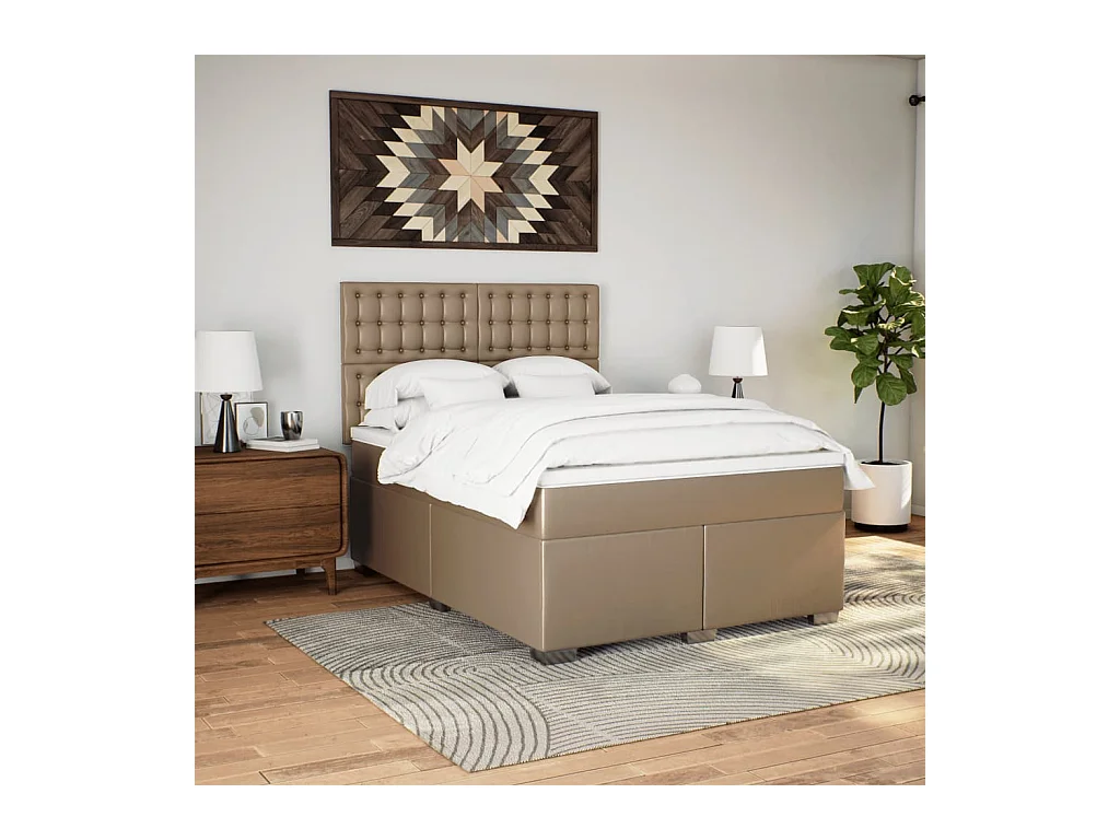 Boxspringbett Matratze Cappuccino-Braun 140x200cm Kunstleder
