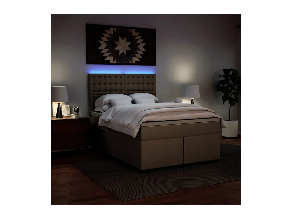 Boxspringbett Matratze Cappuccino-Braun 140x200cm Kunstleder