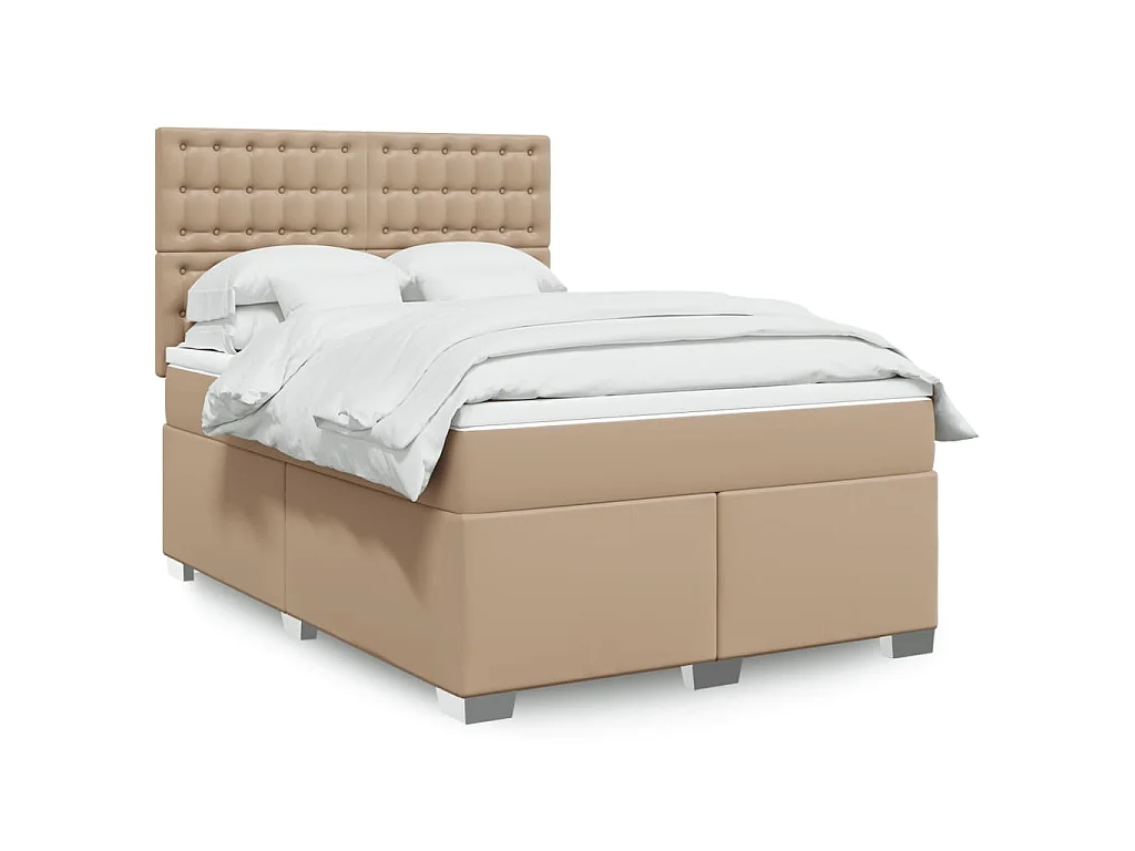Giroletto a Molle con Materasso Cappuccino 140x200cm Similpelle