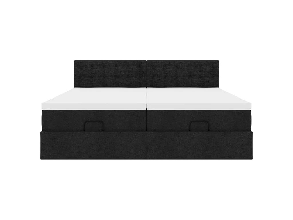 Struttura Letto Pouf con Materassi Nero 160x200 cm in Tessuto