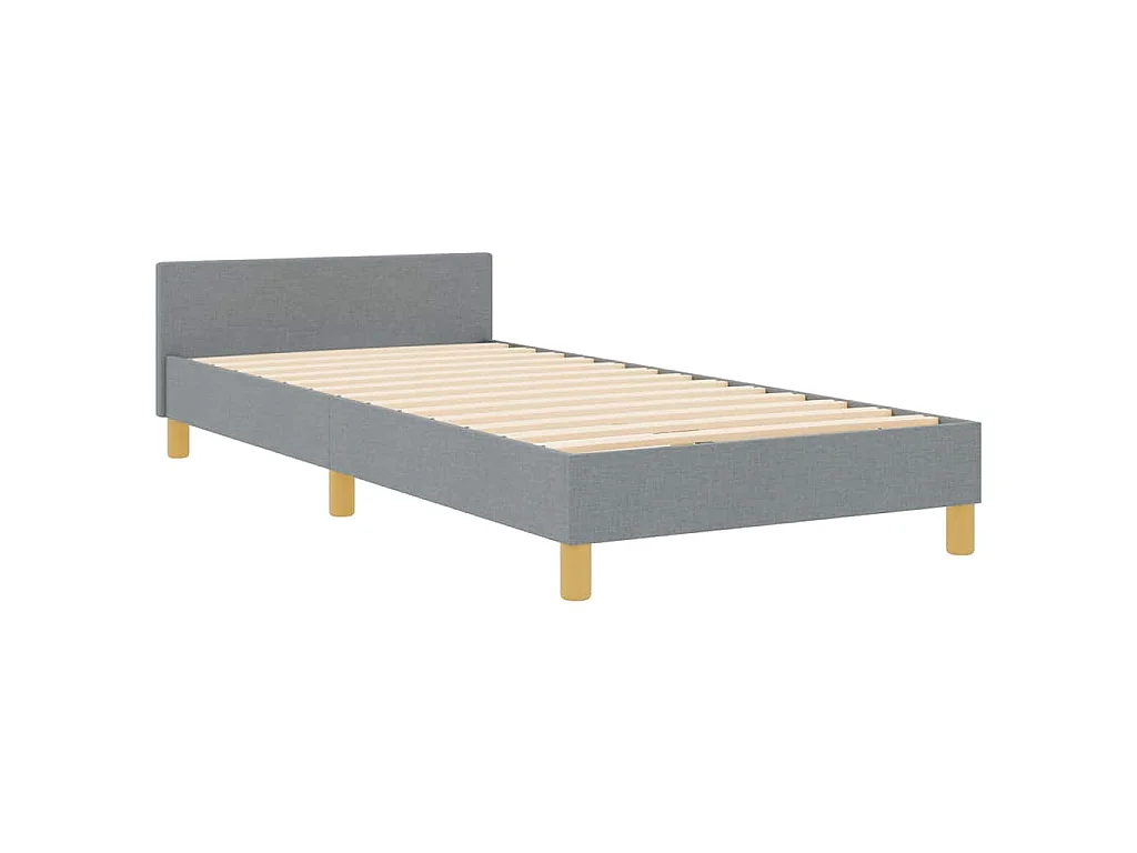 Cadre de lit avec tête de lit Gris clair 90 x 200 cm tissu