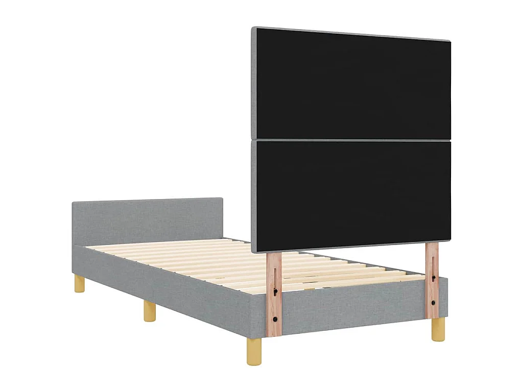 Cadre de lit avec tête de lit Gris clair 90 x 200 cm tissu